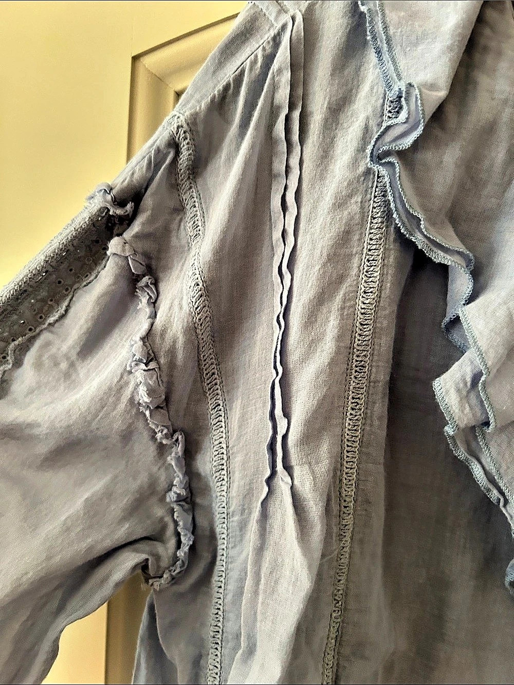 Free People Powder Blue Ruffle Tunic/Cardigan - Picture 12 of 12